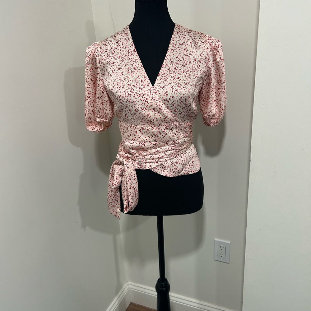 Senlis Floral Wrap Blouse - Pink size xs NWT